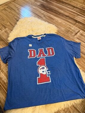 HOMAGE Blue 'DAD 1' Red & White Football Graphic Tee